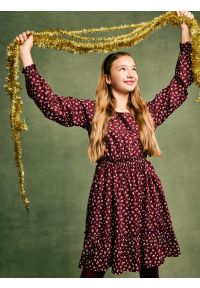 Big-Star - Sukienka dziewczęca z wiskozy z motywem kwiatowym bordowa Namisa 604. Okazja: na co dzień. Kolor: czerwony. Materiał: wiskoza. Wzór: kwiaty. Typ sukienki: proste. Styl: casual #5