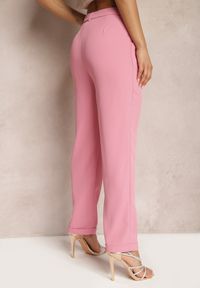 Renee - Różowe Klasyczne Spodnie High Waist Zapinane na Zamek Błyskawiczny Xalona. Stan: podwyższony. Kolor: różowy. Styl: klasyczny #4