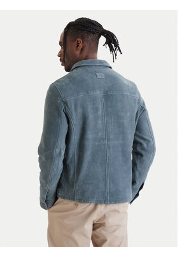 Milestone Kurtka skórzana Valerio 612205 60790 Niebieski Regular Fit. Kolor: niebieski. Materiał: welur