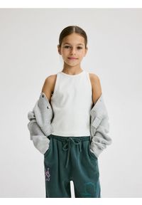 Reserved - Bawełniany top - złamana biel. Materiał: bawełna. Długość rękawa: na ramiączkach #1