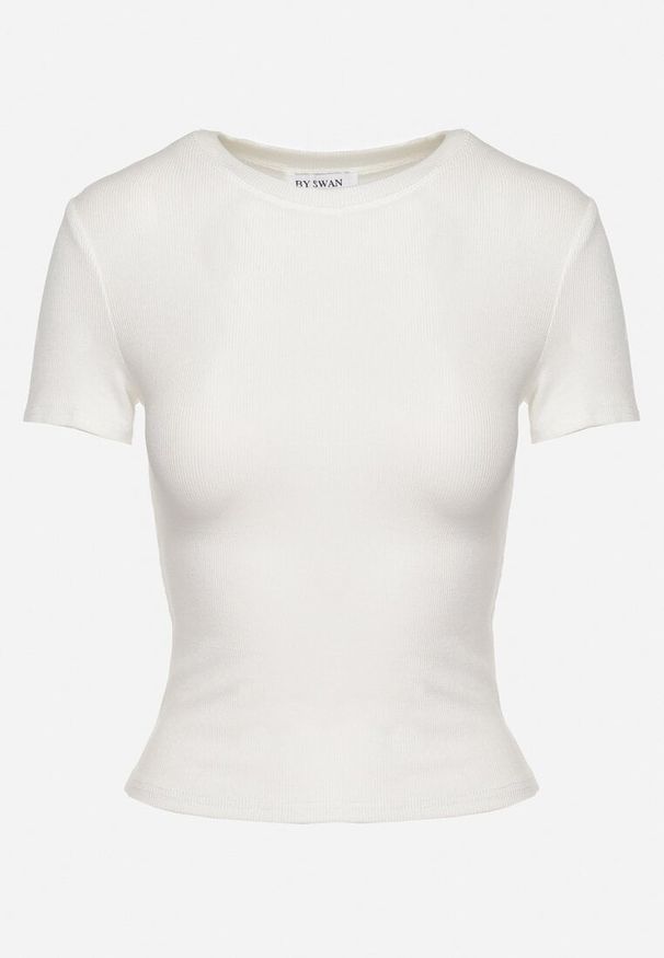 Born2be - Biały Bawełniany T-shirt Elastyczny Lireanne. Kolor: biały. Materiał: bawełna