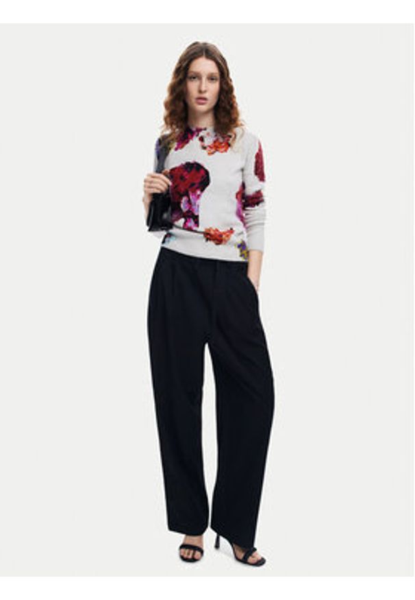 Desigual Sweter Maxflower 24WWJF53 Szary Regular Fit. Kolor: szary. Materiał: syntetyk