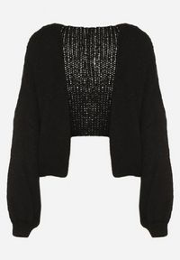 Born2be - Czarny Kardigan Bez Zapięć z Dodatkowym Topem z Wełną i Wiskozą Fendorie. Kolor: czarny. Materiał: wełna, wiskoza. Długość rękawa: na ramiączkach. Długość: długie. Styl: elegancki #2