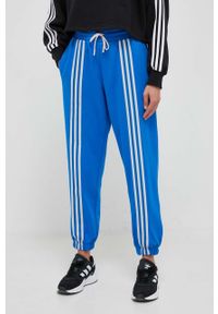 adidas Originals spodnie dresowe bawełniane kolor niebieski z aplikacją. Stan: podwyższony. Kolor: niebieski. Materiał: bawełna, dresówka. Wzór: aplikacja #3