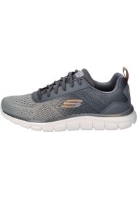 skechers - Buty sneakersy sportowe męskie Skechers Track-Pipkent. Kolor: szary, biały, zielony, wielokolorowy. Materiał: materiał. Szerokość cholewki: normalna