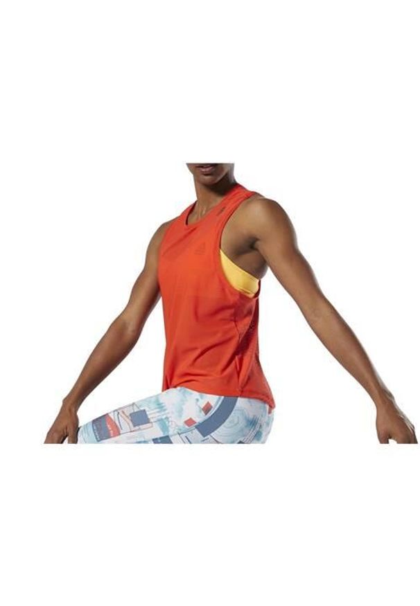 Koszulka treningowa damska Reebok RC Jacquard Tank. Kolor: pomarańczowy. Długość rękawa: bez rękawów