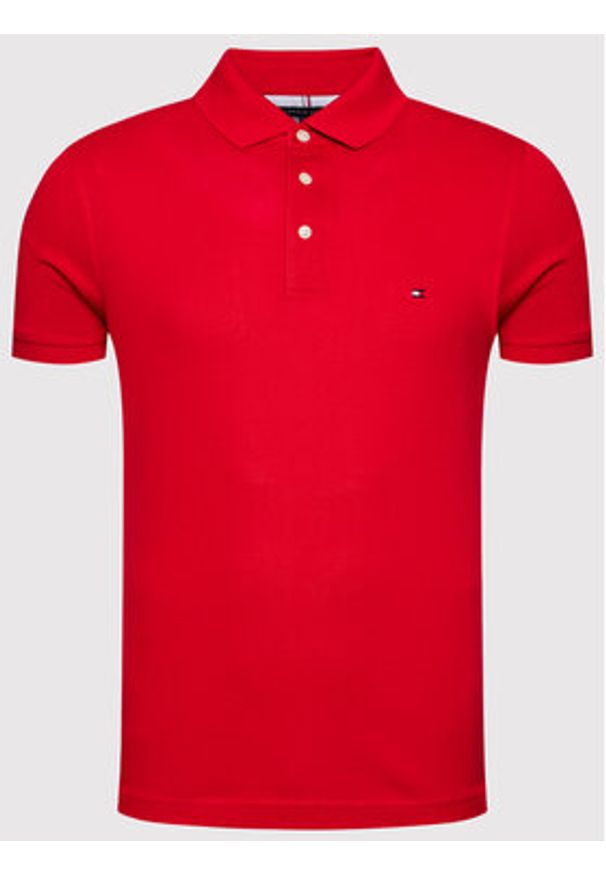 TOMMY HILFIGER - Tommy Hilfiger Polo 1985 MW0MW17771 Czerwony Slim Fit. Typ kołnierza: polo. Kolor: czerwony. Materiał: bawełna