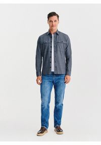 Pako Lorente - PAKO LORENTE - Granatowa koszula overshirt. Okazja: na co dzień. Kolor: niebieski. Materiał: bawełna. Długość rękawa: długi rękaw. Długość: długie. Styl: casual #9