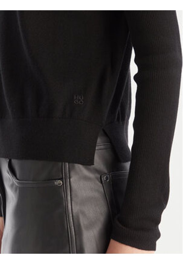 Hugo - HUGO Sweter Sedenniak 50549771 Czarny Regular Fit. Kolor: czarny. Materiał: wełna