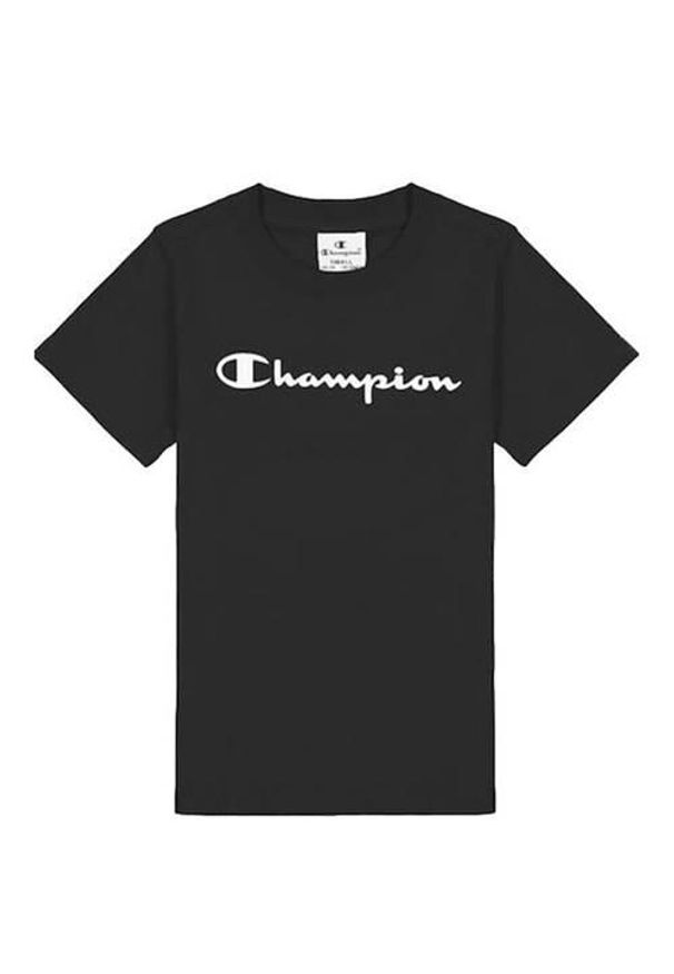Koszulka sportowa dziewczęca Champion Crewneck Tshirt. Kolor: czarny. Długość rękawa: krótki rękaw. Długość: krótkie. Sport: joga i pilates