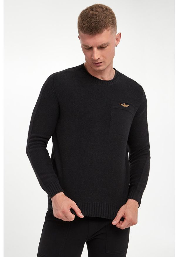 Aeronautica Militare - Sweter męski z wełną AERONAUTICA MILITARE. Materiał: wełna