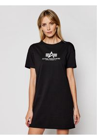 Alpha Industries Sukienka codzienna Basic T Long Wmn 116055 Czarny Regular Fit. Okazja: na co dzień. Kolor: czarny. Materiał: bawełna. Typ sukienki: proste. Styl: casual