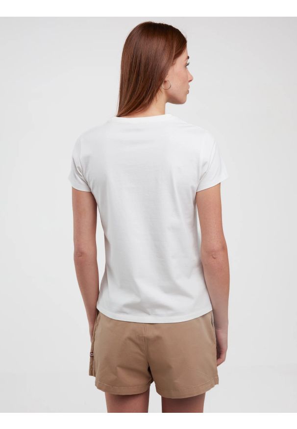 Big-Star - Koszulka damska z logo BIG STAR z kolekcji Authentic biała Della 100. Kolor: biały. Materiał: poliester, dzianina, materiał. Wzór: aplikacja. Styl: klasyczny