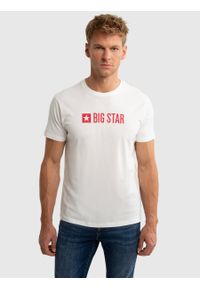 Big-Star - Koszulka męska z logo BIG STAR biała Vircam 100. Kolor: biały. Materiał: jeans, materiał. Styl: klasyczny