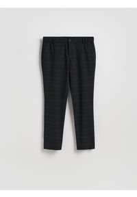 Reserved - Spodnie chino slim w kratę - czarny. Kolor: czarny. Materiał: wełna, tkanina