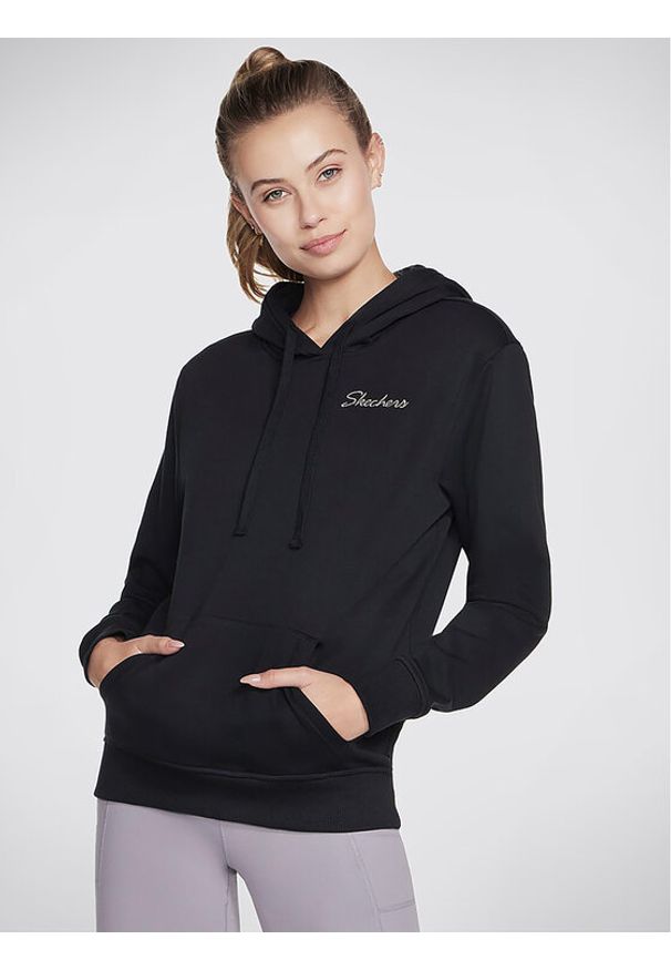 skechers - Skechers Bluza Signature Po Hoodie WHD116 Czarny Regular Fit. Kolor: czarny. Materiał: bawełna