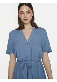 Vila Sukienka koszulowa Moashly 14089260 Niebieski Regular Fit. Kolor: niebieski. Materiał: wiskoza. Typ sukienki: koszulowe #3