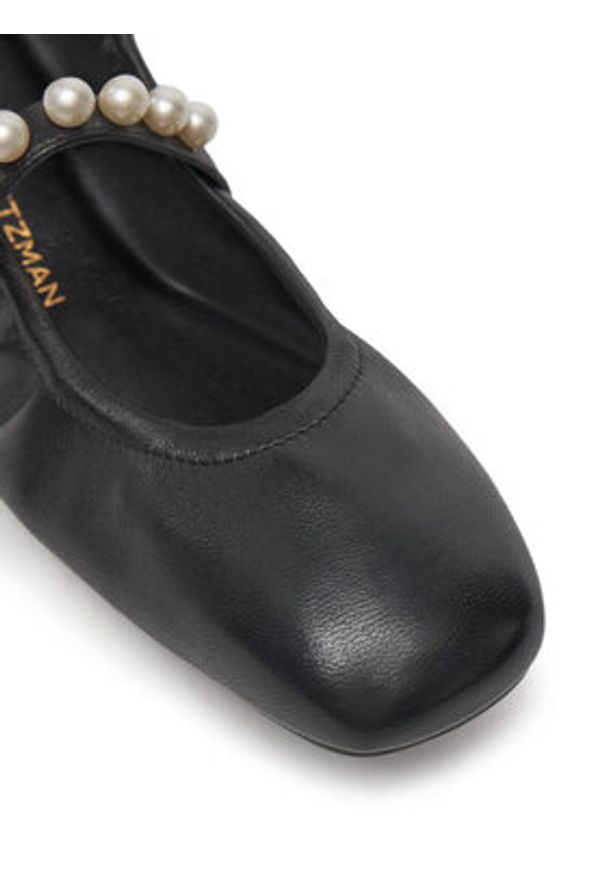 Stuart Weitzman Baleriny Goldie Ballet Flat SF896 Czarny. Kolor: czarny. Materiał: skóra