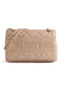 Valentino by Mario Valentino - VALENTINO Beżowa torebka Ada Flap Bag. Kolor: beżowy. Materiał: pikowane. Rodzaj torebki: na ramię