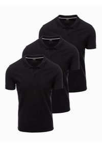 Ombre Clothing - Zestaw koszulek męskich polo z dzianiny pique 3-pak - czarny V10 Z28 - XXL. Okazja: na co dzień. Typ kołnierza: polo. Kolor: czarny. Materiał: dzianina. Wzór: haft, aplikacja. Sezon: lato, wiosna. Styl: sportowy, casual, wizytowy, klasyczny #1