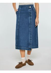 Big-Star - Spódnica damska midi jeansowa granatowa Roxana 567. Okazja: na co dzień. Kolor: niebieski. Materiał: jeans. Styl: casual, klasyczny #4
