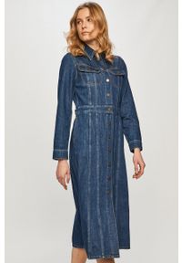 Lee - LEE LONGSLEEVE DRESS DAMSKA SUKIENKA JEANSOWA RINSE L50LNA36. Materiał: jeans. Długość rękawa: długi rękaw