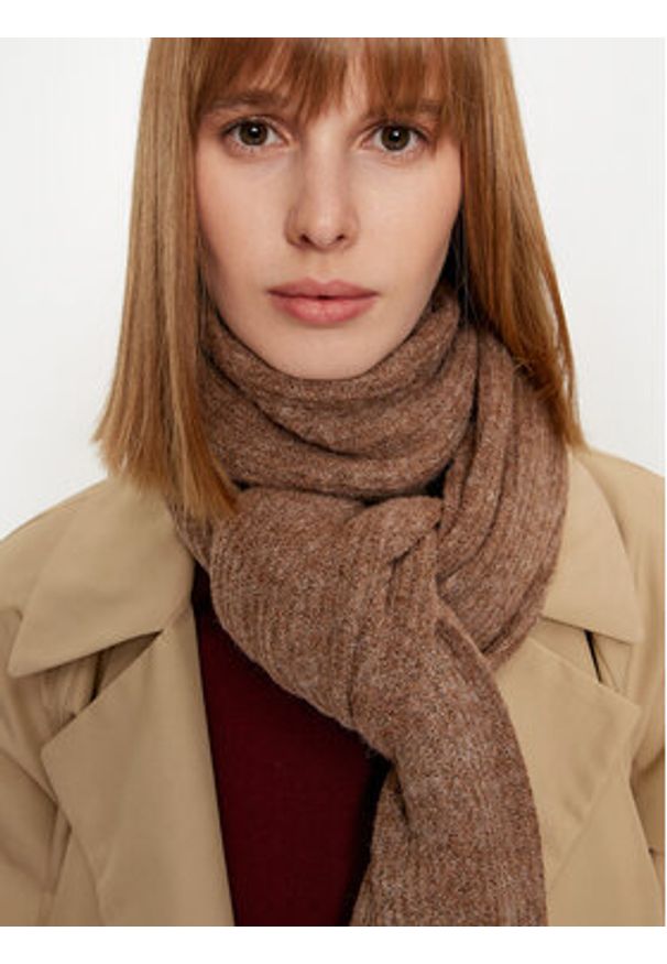 Vero Moda Szalik 10313639 Brązowy. Kolor: brązowy. Materiał: materiał, akryl