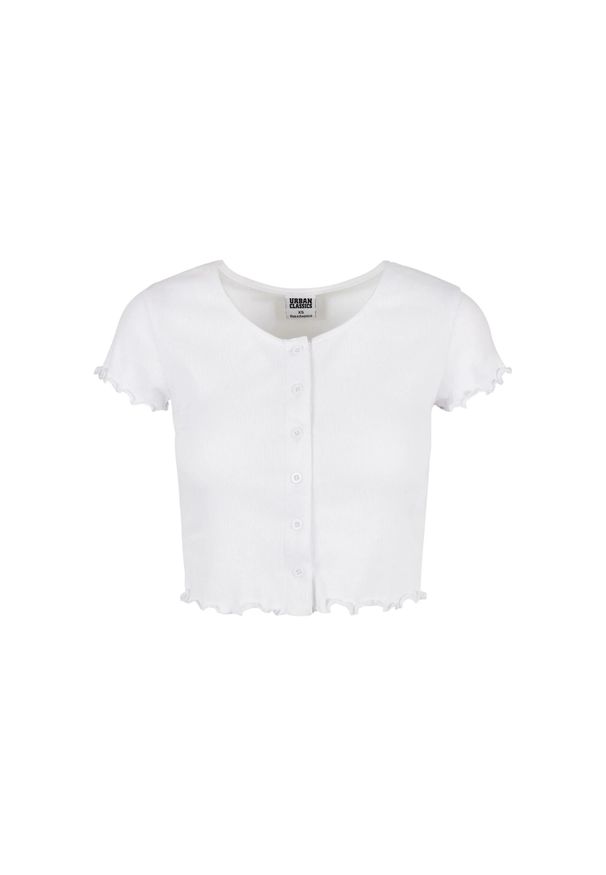 Urban Classics - Top Damski / Damski Z Prążkowanymi Guzikami. Kolor: biały. Materiał: prążkowany. Sport: turystyka piesza