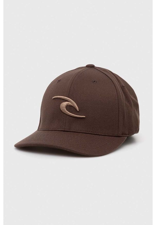 Rip Curl czapka z daszkiem kolor brązowy z aplikacją. Kolor: brązowy. Wzór: aplikacja