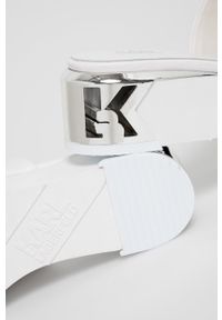Karl Lagerfeld Klapki skórzane damskie kolor biały na koturnie. Kolor: biały. Materiał: skóra. Wzór: gładki. Obcas: na koturnie #4