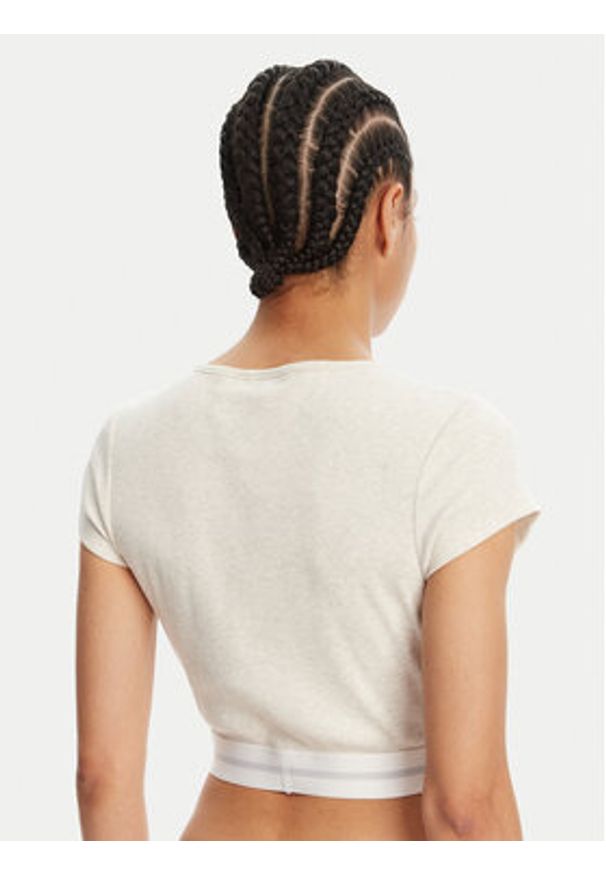 Calvin Klein Underwear T-Shirt LV00QS7349 Beżowy Slim Fit. Kolor: beżowy. Materiał: bawełna