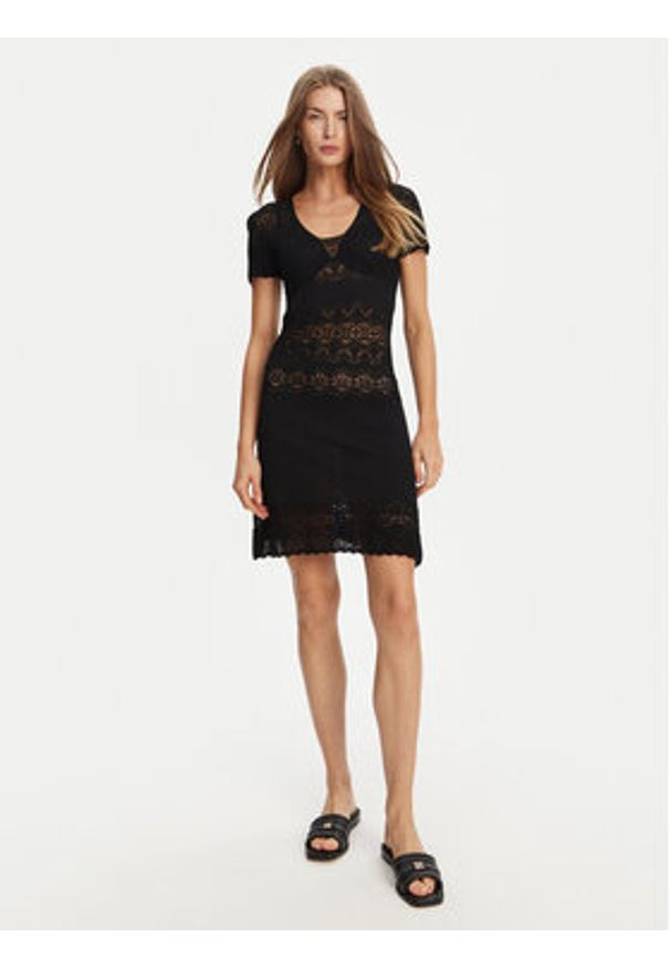 TwinSet - TWINSET Sukienka dzianinowa 251TT3212 Czarny Slim Fit. Kolor: czarny. Materiał: syntetyk