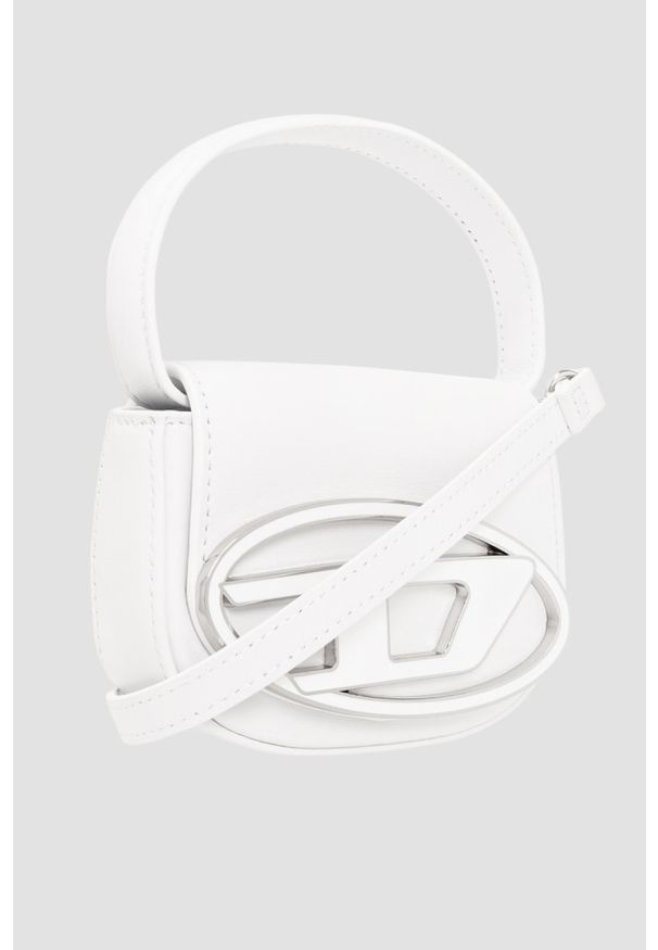 Diesel - DIESEL Biała mini torebka 1DR XS. Kolor: biały. Materiał: skórzane. Styl: elegancki