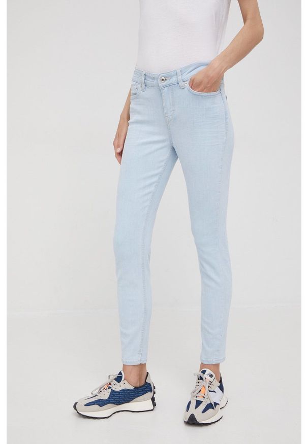 Drykorn jeansy damskie high waist. Stan: podwyższony. Kolor: niebieski