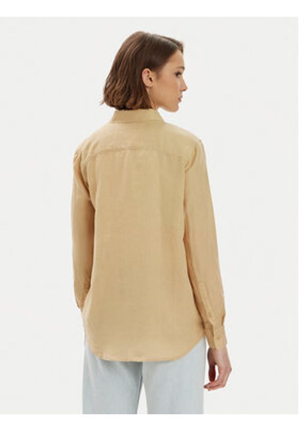 TOMMY HILFIGER - Tommy Hilfiger Koszula WW0WW42037 Beżowy Relaxed Fit. Kolor: beżowy. Materiał: len