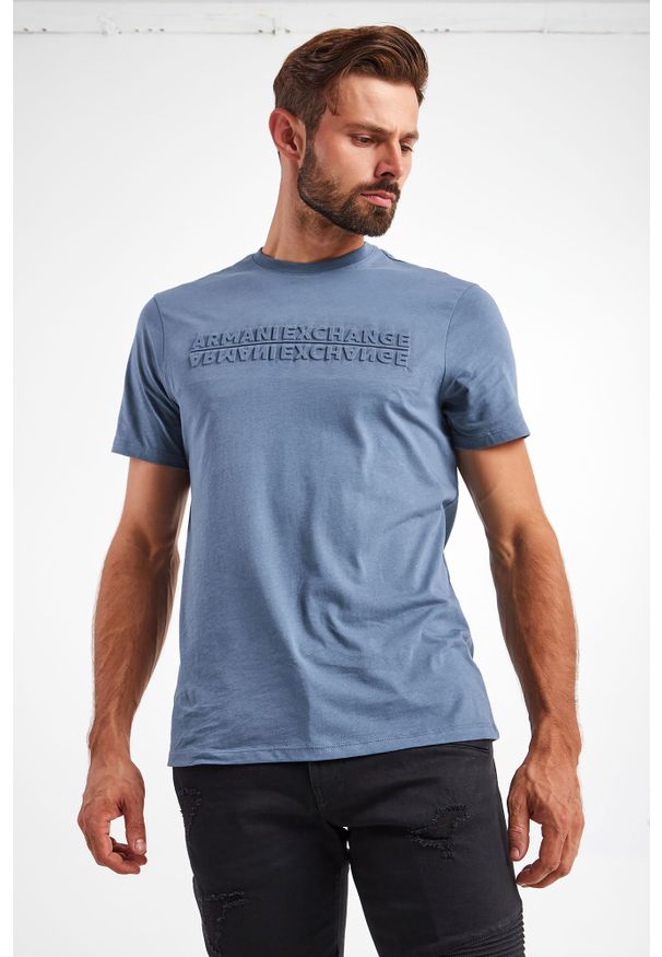 Armani Exchange - T-SHIRT ARMANI EXCHANGE. Materiał: bawełna, tkanina. Długość rękawa: krótki rękaw. Długość: krótkie. Wzór: napisy