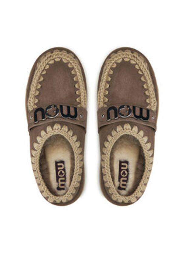 Mou Kapcie Bounce Clog Metal Logo FW531001A Brązowy. Kolor: brązowy. Materiał: skóra