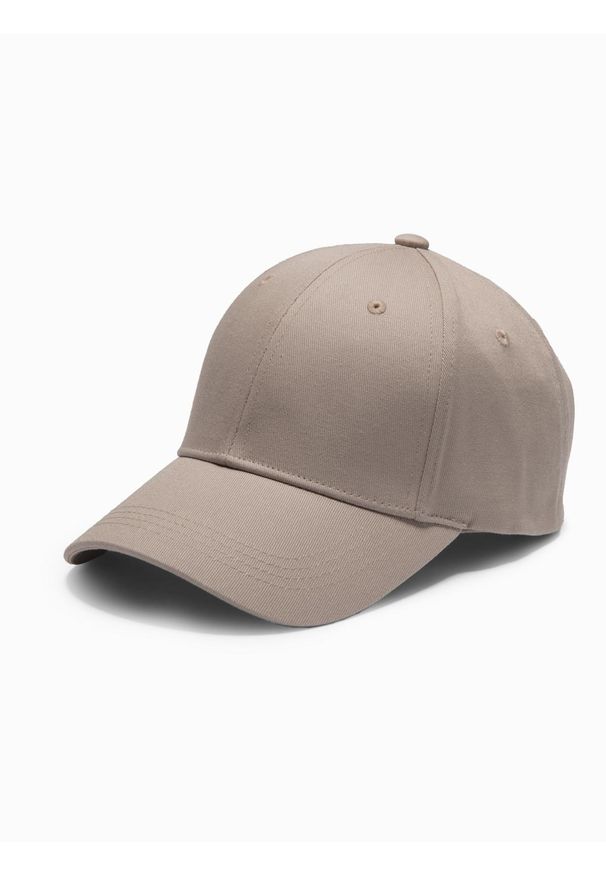 Ombre Clothing - Jednokolorowa czapka męska z daszkiem bejsbolówka – popielata V7. Kolor: szary. Materiał: bawełna. Wzór: ze splotem. Styl: klasyczny, sportowy, casual