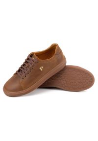 Polbut - Buty męskie skórzane sneakersy POLBUT 2127 camel brązowe. Kolor: brązowy. Materiał: skóra #2