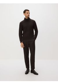 Reserved - Sweter z wełną - ciemnobrązowy. Kolor: brązowy. Materiał: wełna #1