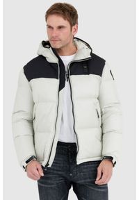 Blauer USA - BLAUER Szara kurtka męska Cooper z logo na kapturze, Rozmiar XL. Kolor: szary