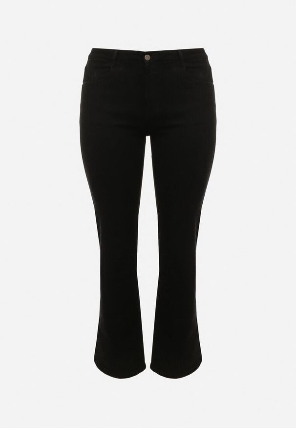 Born2be - Czarne Szerokie Jeansy z Wysokim Stanem z Bawełną i Dodatkiem Wiskozy Eprevia. Okazja: na co dzień. Stan: podwyższony. Kolekcja: plus size. Kolor: czarny. Styl: casual, klasyczny, wizytowy
