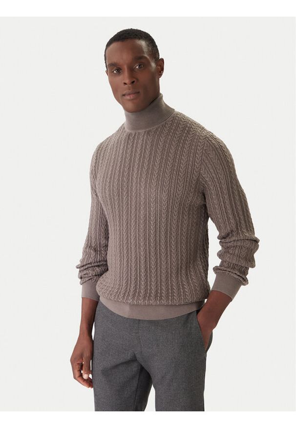 JOOP! Golf Danilor 30047372 Brązowy Modern Fit. Typ kołnierza: golf. Kolor: brązowy. Materiał: syntetyk