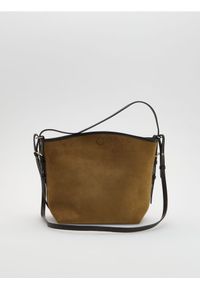 Reserved - Torebka z imitacji zamszu - warm olive. Materiał: zamszowe #1