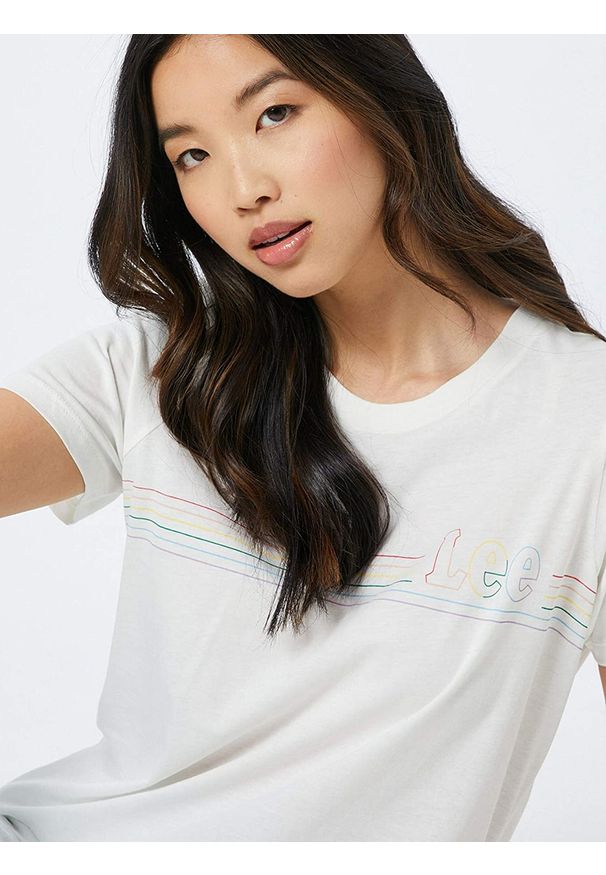 Lee - LEE PRIDE TEE DAMSKI T-SHIRT WHITE CANVAS L40GWMRR 112108554