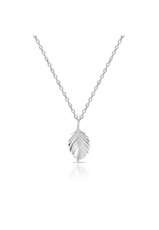 W.KRUK - Naszyjnik srebrny liść. Materiał: srebrne. Kolor: srebrny. Wzór: ażurowy, aplikacja