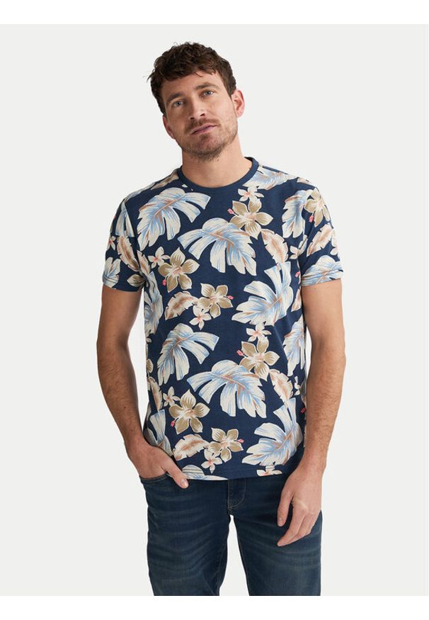 Petrol Industries T-Shirt M-1050-TSR655 Granatowy Regular Fit. Kolor: niebieski. Materiał: syntetyk, bawełna