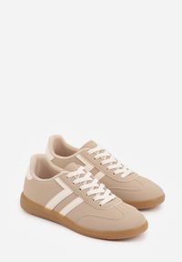 Renee - Beżowe Sneakersy Typu Klasyczne Tenisówki Kilice. Okazja: na co dzień, na randkę. Kolor: beżowy. Materiał: satyna, koronka #6
