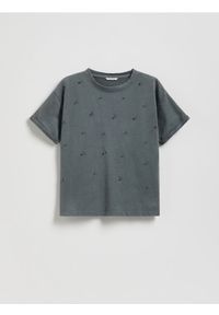 Reserved - T-shirt z aplikacją - ciemnoszary. Kolor: szary. Materiał: bawełna. Wzór: aplikacja