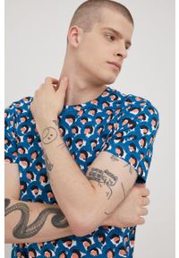 Tom Tailor t-shirt bawełniany wzorzysty. Kolor: niebieski. Materiał: bawełna